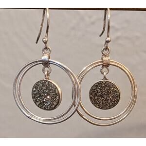 Sparkling Silver Double Circle Earrings